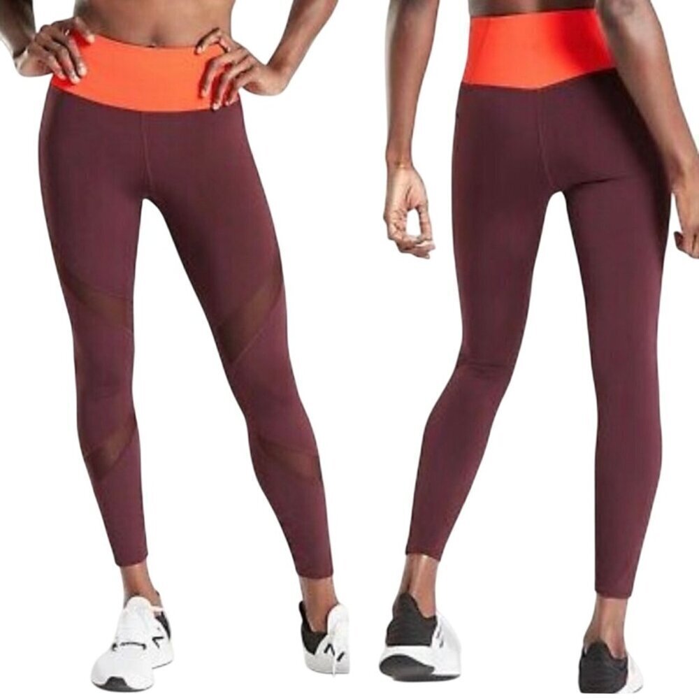 Athleta Tenacity 7/8 Tights Leggings Size L Tall Powerlift High Rise Antique Bur